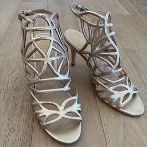 Vince Camuto Gold Caged High Heel Sandal 8